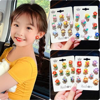 10Pcs/Set Cute Sweet Holeless Ear Clips for Women Girls Children Student Flower Animal Fruit Brinco Orelha Criativa Jóias De Acessórios
