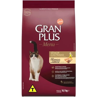 Ração GranPlus Menu Frango e Arroz para Gatos Castrados Sênior