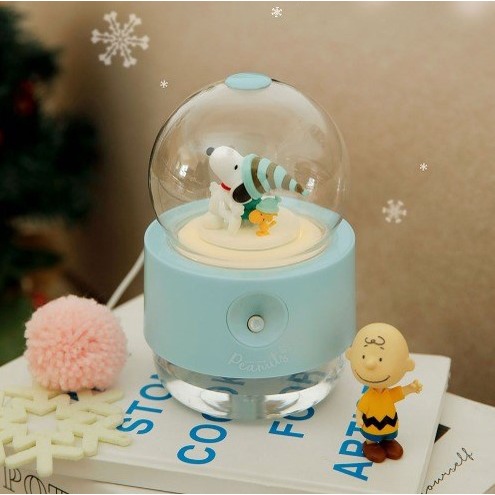 Amendoins Snoopy Snow Globe Lighting Mood Lamp Caixa De Música