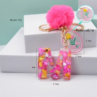 A-Z 26 Chaveiros De Letra Em Inglês Com Etiqueta De Acrílico Rosa Pompom Chaveiro De Mão Encantado Pingente Acessórios em Oferta na Shopee