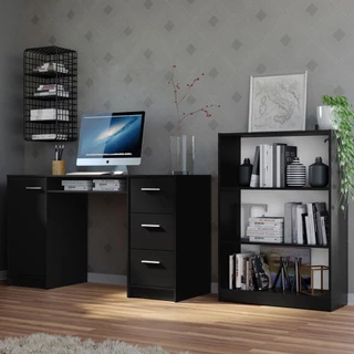 Escrivaninha Madesa Alaska + Estante Livreiro 6907 - Preto em Oferta na Shopee