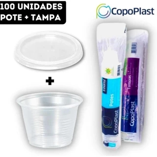 Pote com tampa 100 ml Descartável com 100 unidades Leve Mais Pague Menos