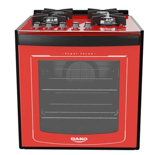 Fogão Embutir Dako Vermelho 4 bocas mesa de vidro Dakolors - Bivolt