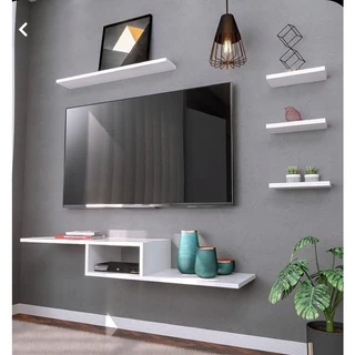 Rack Suspenso Branco Para Quartos E Salas Com 4 Nichos/Prateleiras