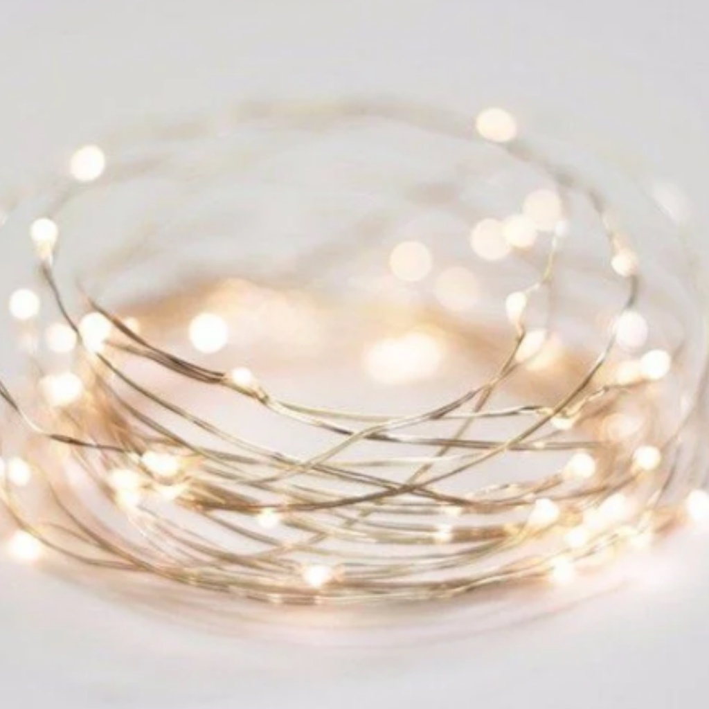 Cordão De Luz 2mts, Fio De Fada, Led, Decoração, Branco Quente