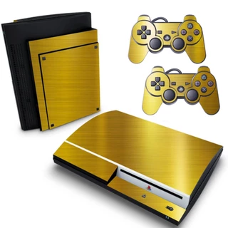 Skin PS3 Fat Playstation Adesivo Pelicula Protetora Cromo Ouro Gold Escovado