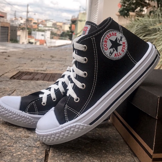 Tênis All Star Infantil Tradicional PRETO Cano Alto-Cano Baixo-  Casual-Menino e Menina- Unissex-Envio Imediato