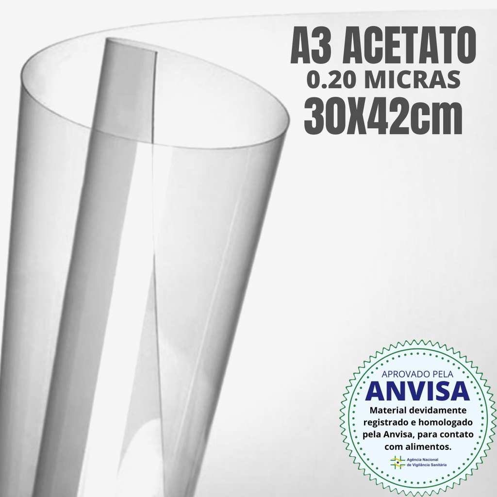 150 Folhas De Acetato Transparente A3 - 30x42 cm x 0,20mm espessura (20 micras )