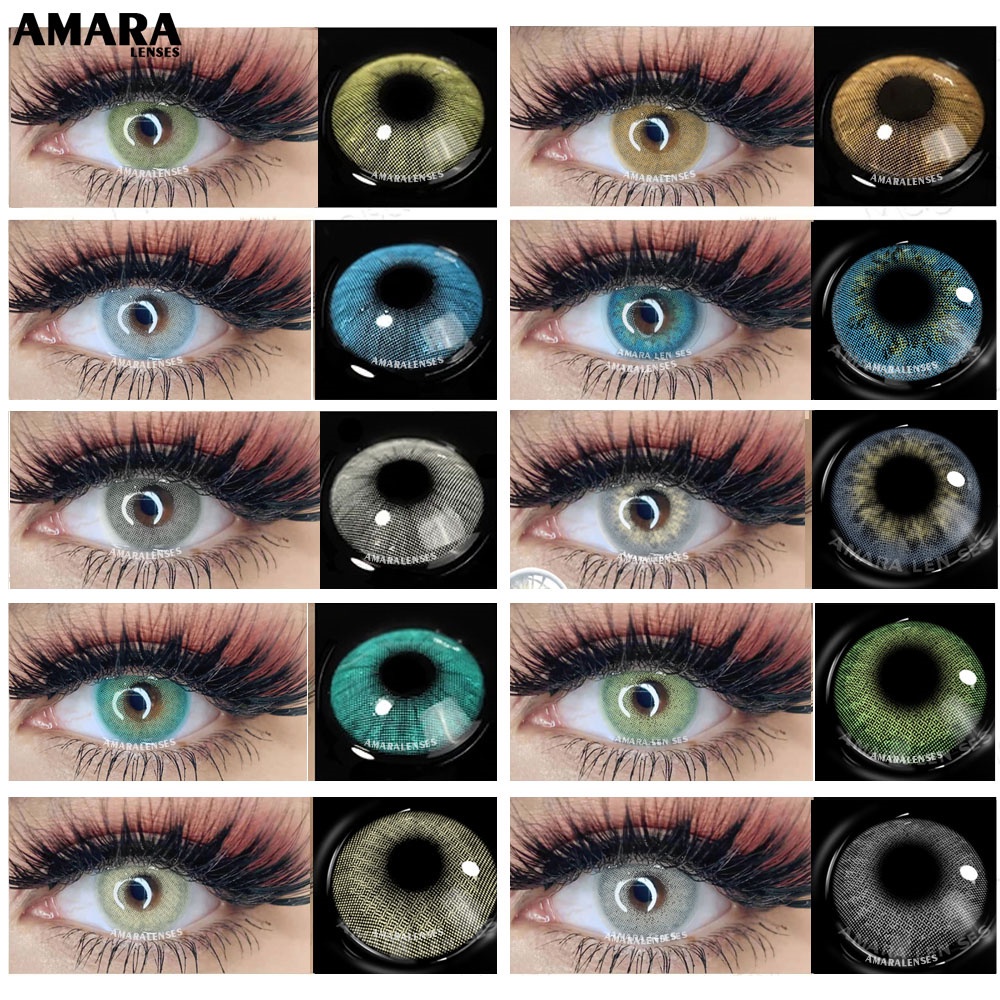 AMARA 2 Peças/Par De Lentes De Contato Coloridas olhos Para Maquiagem verde/azul 14,0mm/14.2mm/14.5mm