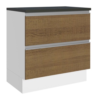 Balcão Madesa Acordes 100% MDF 80 cm 2 Gavetas - Branco/Rustic