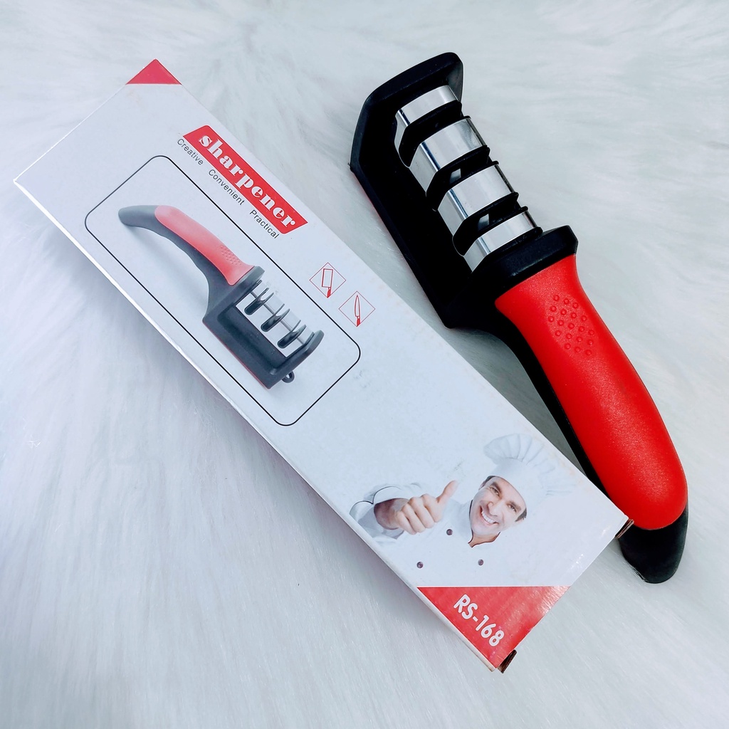 Amolador Afiador De Facas Em Aço Inox Com 3 Afiadores