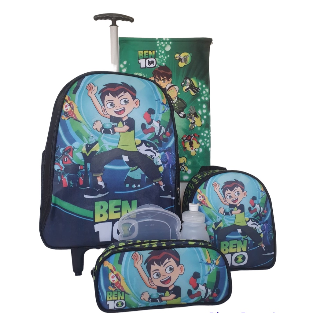 Kit Mochila Escolar Ben 10 Rodinhas Tam G Lancheira | Shopee Brasil
