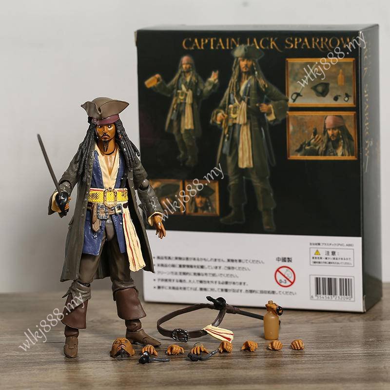 SHF Piratas Do Caribe Nendoroid 1557 Jack Sparrow Change Face Articulado Action Figure Bonecos Modelo