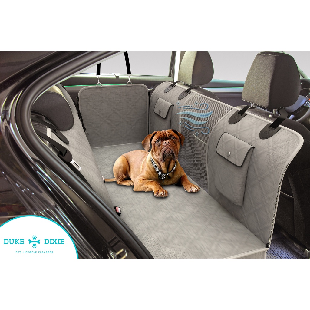 Capa Protetora de Banco Traseiro Banco Carro Luxo Impermeável Cachorros e Gatos Pet Cinza Premium - Duke & Dixie