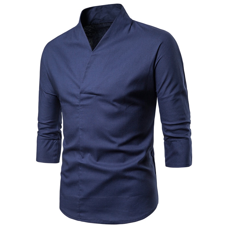 Blusa Tradicional Chinesa 3/4 Manga Roupa De Rua Homem Oriental Em V Camisa De Kimono XXXXL