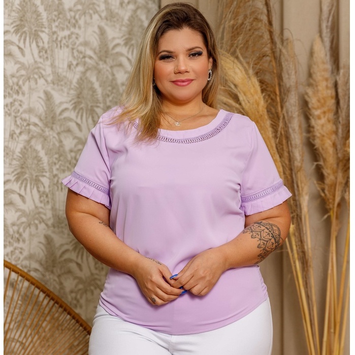 Blusa Plus Size Feminina Manga Curta Verão 3RD SD086