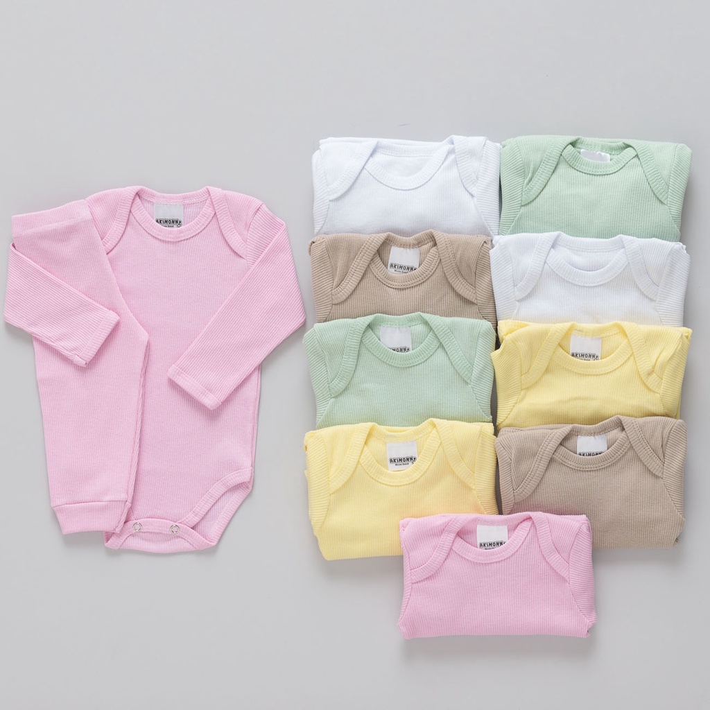 Kit 5 Conjuntos Body e Calça Bebê Pagão Canelado Menina