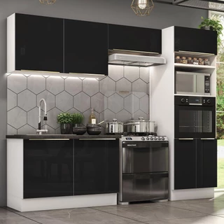 Cozinha Completa Madesa Lux 270001 com Armário e Balcão – Branco/Preto em Oferta na Shopee
