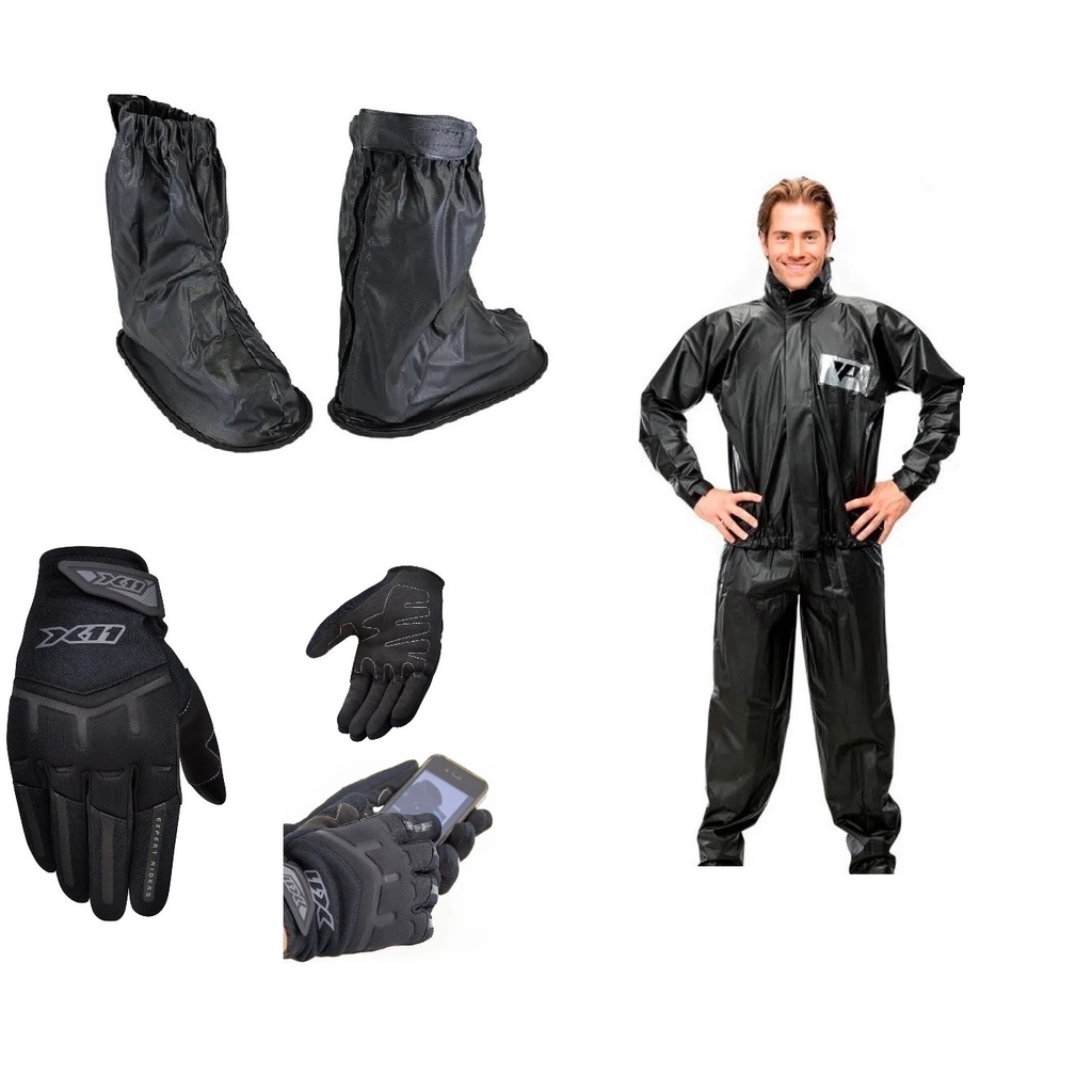 Combo Capa Roupa Chuva + Luva Frio Inverno X11 Fit + Polaina Galocha ...