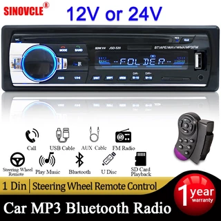Rádio Para Carro Stereo 1 Din MP3 Player FM Audio Music USB SD Digital Bluetooth Com Entrada AUX No Dash Slot