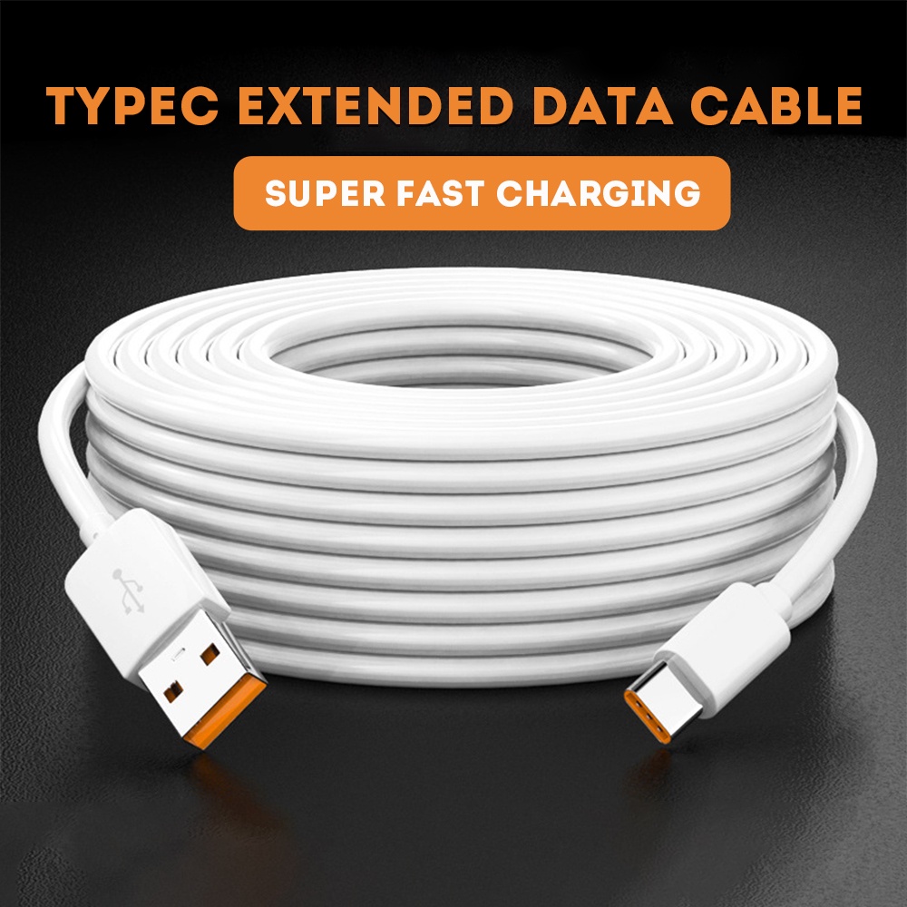 2,8/5/8/10m Cabos De Dados Estendidos Tipo C Brancos/Carregamento USB De PVC Espesso E Durável/Cabo Ultra-Longo