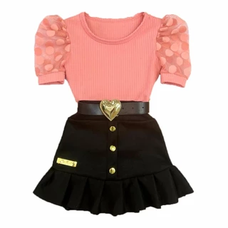 Roupa Feminina Infantil Blusa Tule Saia Moda Verão Blogueira