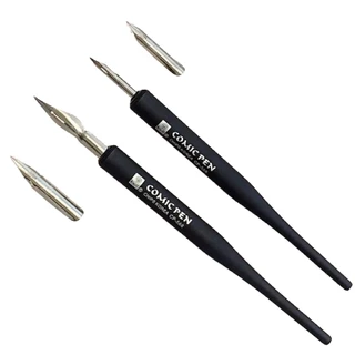 Kit com 2 Canetas Nanquim + 4 Pontas Bico Pena Para Escrita Artística