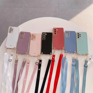 S23 S 23 Ultra Capa De Silicone Revestimento Celular Flexível Para Samsung Galaxy S23ultra S23 Plus Fita De Corda De Corpo Cruzado Cordão Candy Cores + S10