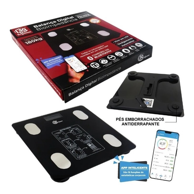 Balança Digital Corporal Bioimpedancia Aplicativo Bluetooth | Shopee Brasil