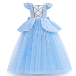 Dzyoleize Vestidos Cinderela Princesa Vestidos de Fantasia para Meninas  Vestidos de Fantasia para Meninas de Festa de Aniversário (Azul, 3 Anos)