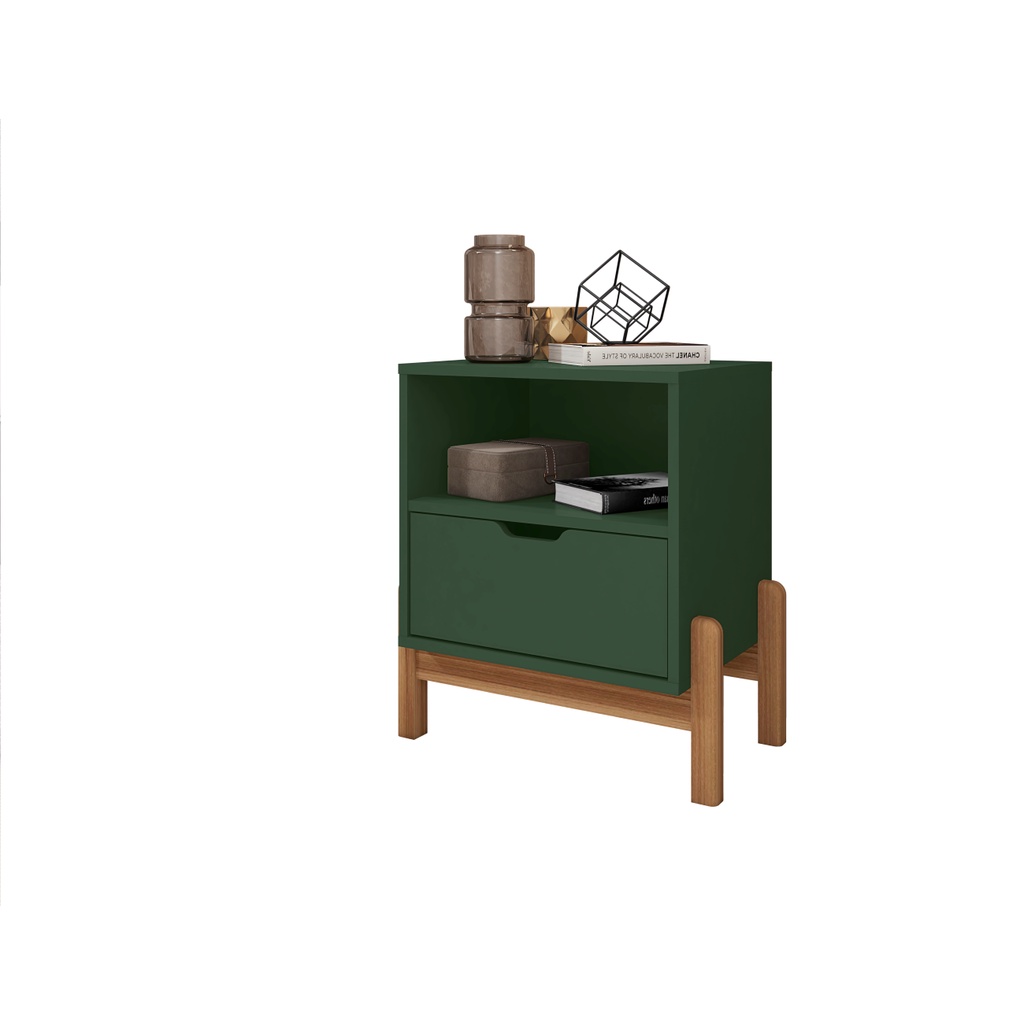 MESA DE CABECEIRA ANTARES 1NICHO 1GAVETA PÉS MADEIRA - VERDE