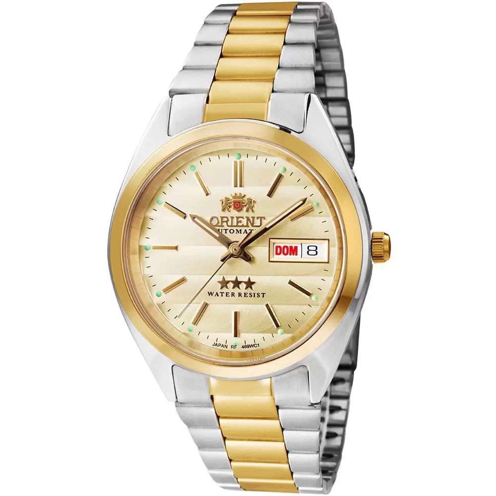 Relogio Orient original Masculino Automatico dourado e prata bicolor 3 ...