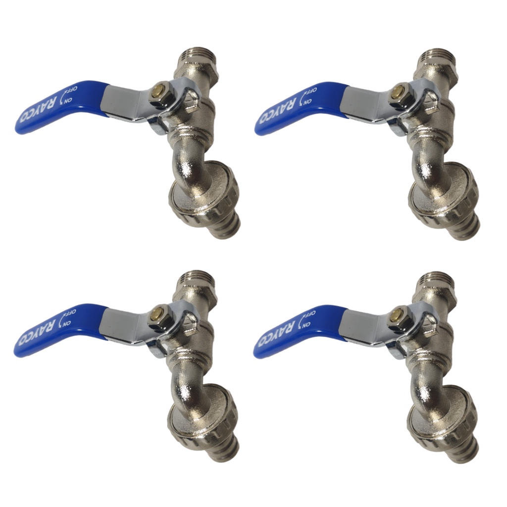 Kit 4 Torneiras Esfera 1/2 Polegada Em Metal Tanque e Jardim