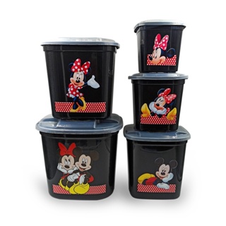 Jogo de Mantimentos 5 Peças Decorado Quadrado Mickey Minnie