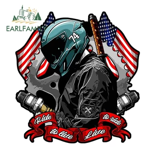 EARLFAMILY Rider De 13cm Com Adesivo De Carro Bandeira Americana Pára-Choques De Motocicleta Janelas De Vinil À Prova D'água Decalque De Arranhões