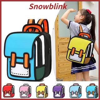 Moda 2D Desenho Mochila Bonito Cartoon School Bag Comic Bookbag para meninas adolescentes Meninos Daypack Viagem Rucksack Bag