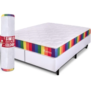 Cama Box King Com Colchão D33 A Vácuo Ortopédico Espuma Certificada 193x203x51cm BF Colchões