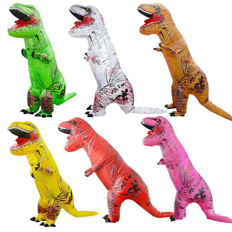 Em promoção! Adulto Azul T-rex Inflável Dinossauro Traje Dos Desenhos  Animados Anime Engraçado Mascote De Natal Festa De Halloween Trajes Cosplay  Vestido De Terno