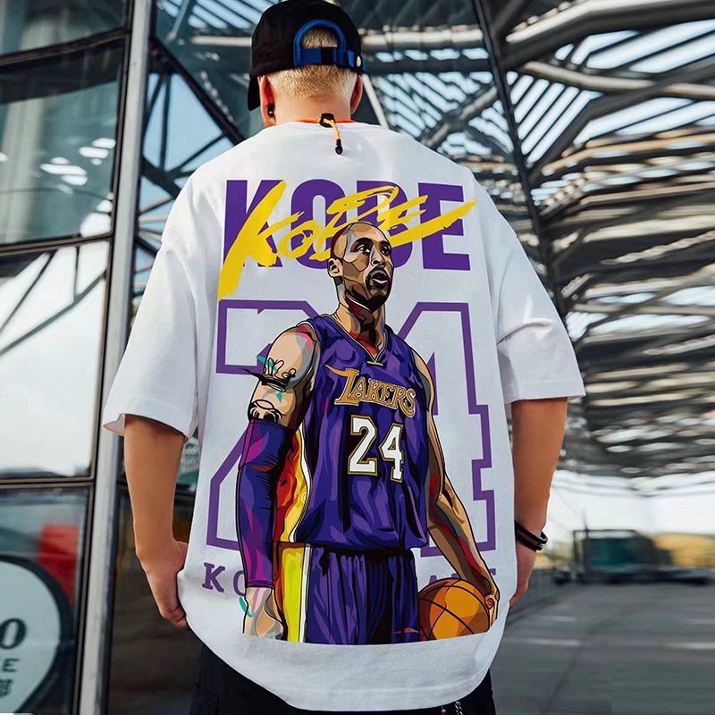 M-5XL 】 Calças Masculinas De hip-hop Europeu E Americano Lakers No . 24 Comemorativo Kobe Bryant Camiseta De Manga Curta De Pescoço Redondo Masculina Solta Oversized