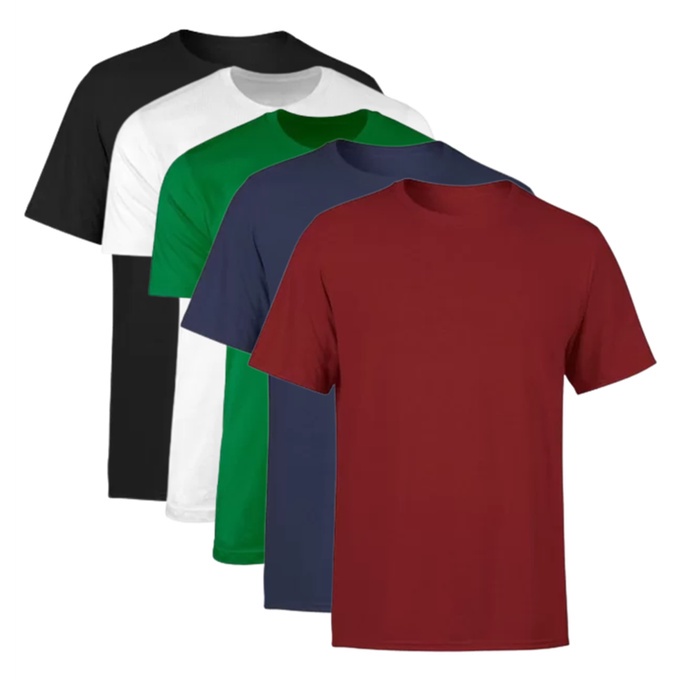 KIT 5 CAMISETAS MASCULINA SORTIDAS PRETO BRANCO BORDO MARINHO VERDE BASICA CASUAL