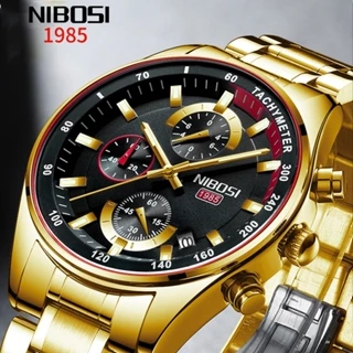 NIBOSI Relógio Masculino Moda Luxo Relógio de Quartzo Dourado à Prova D 