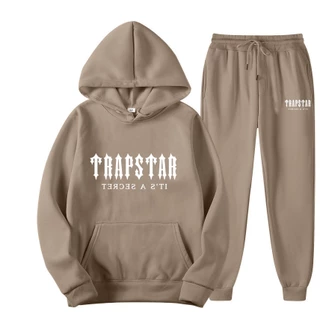 TRAPSTAR Carta Roupa Esportiva Impressa 8 Cores Conjunto Quente De Duas Peças Moletom Com Capuz Solto + Calças Traje Calça Jogging