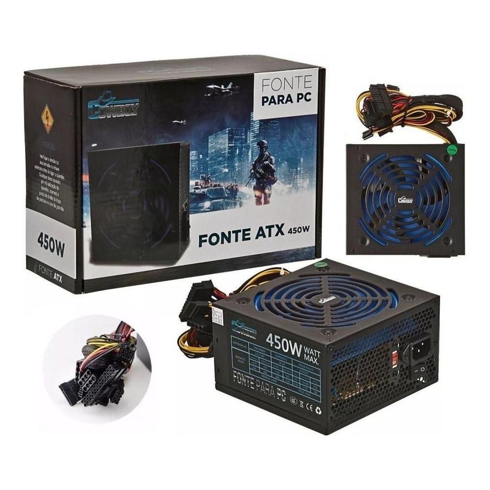 Fonte Atx Gamer 450w Reais Silenciosa Computador Pc Bivolt