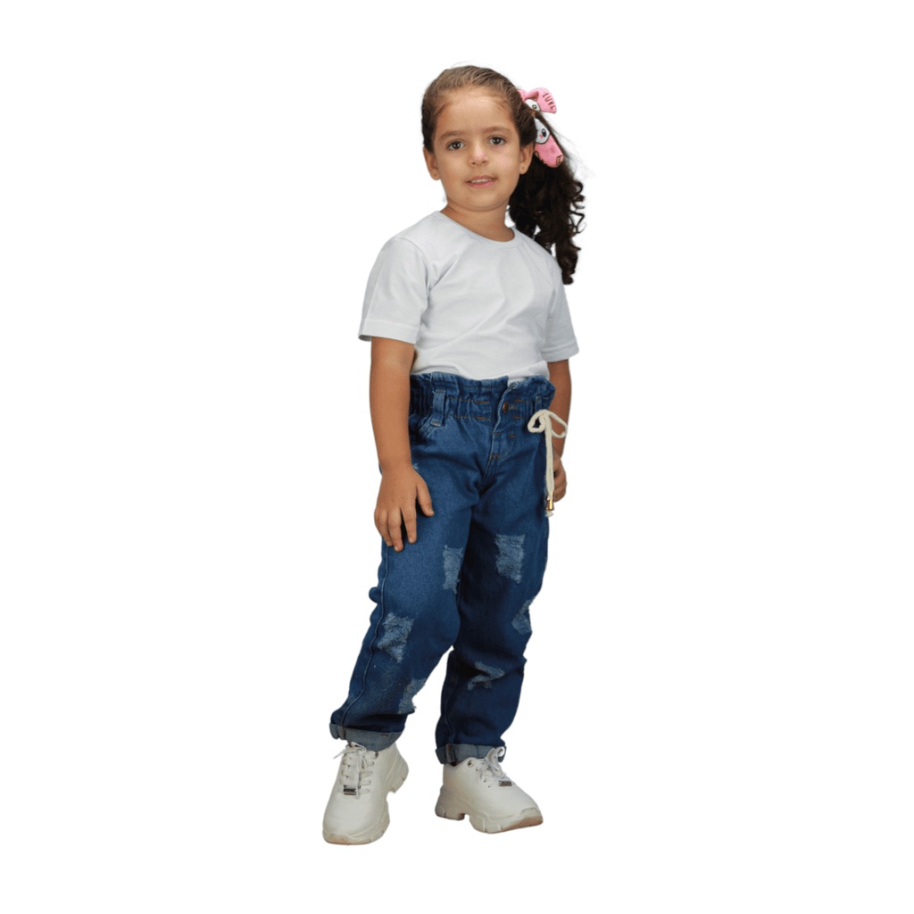 Calças denim culotte menina, Jeans para menina