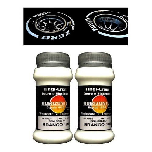 02 Tinta Branca Para Pintar Faixa E Letras Pneu Carro Moto