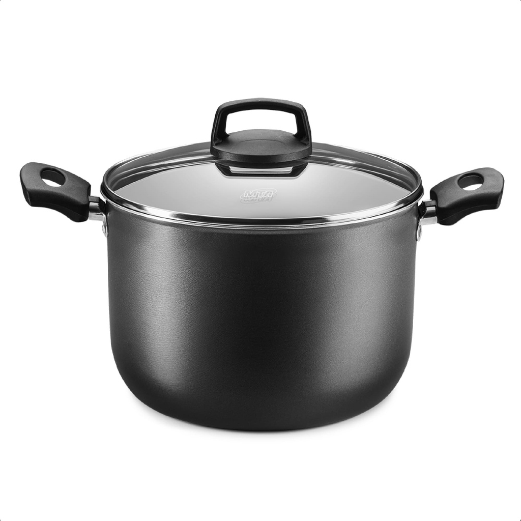 Panela Grande Caldeirão 5,5L Antiaderente Fácil De limpar 22Cm Tampa Vidro Temperado Grafite Cozinha MTA – 8868