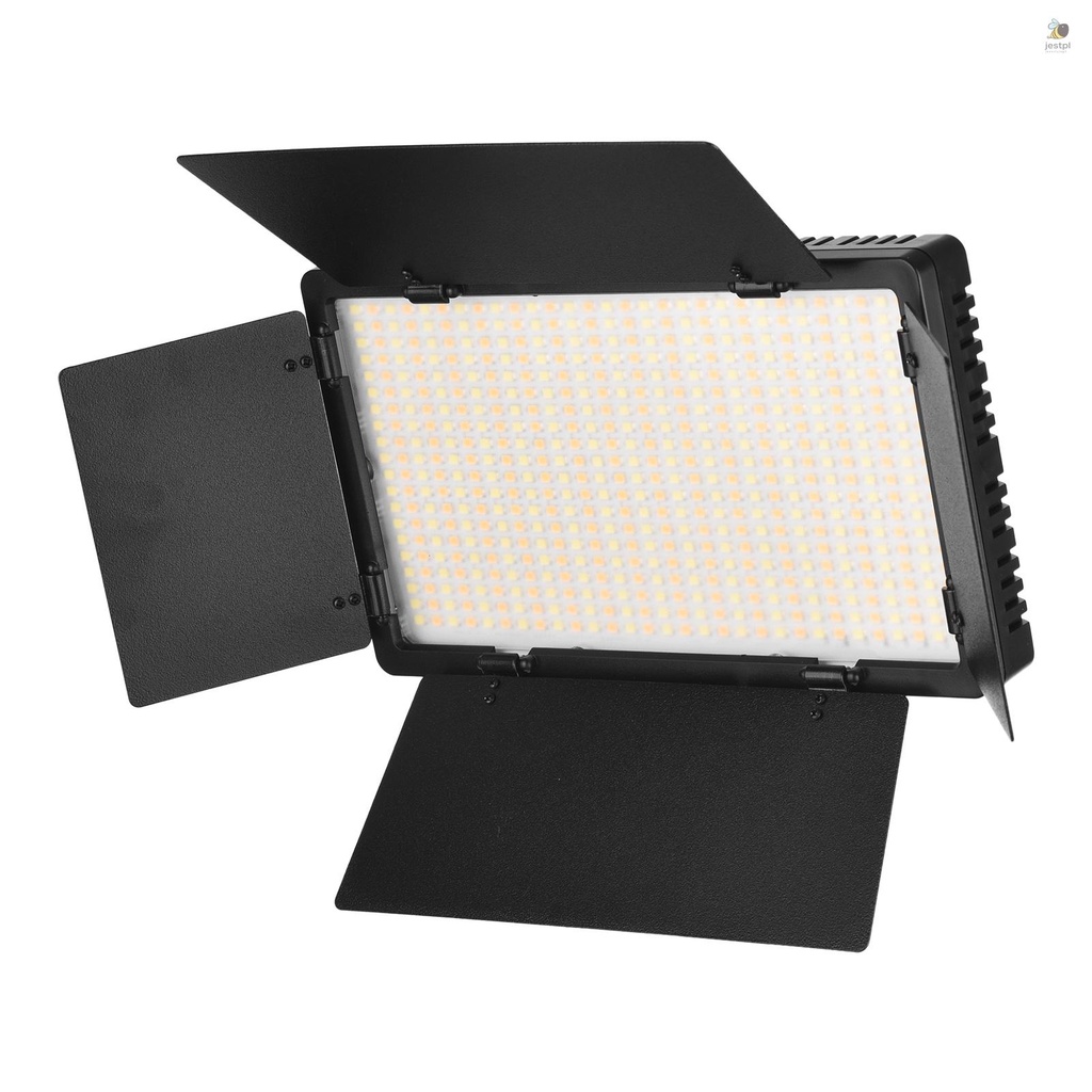 Andoer LED-600 LED Luz de Vídeo Profissional Fotografia Luz Painel 600PCS Luz Brilhante Contas Ajustável Temperatura Bi-Color 3200-5600K Brilho Dimerizável com Barndoor 1/4 Polegadas Furo de Parafuso Bola de Sapato Frio Cabeça para Estúdio Fotografia