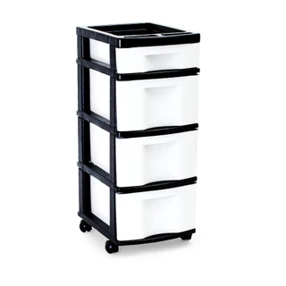 Gaveteiro Plástico Organizador 4 Gavetas Preto e Branco COD.943