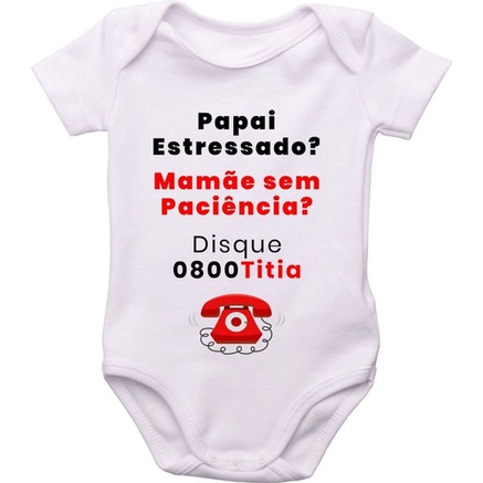 Body Do Bebê Branco Personalizada, Disk 0800 Titia