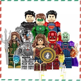 【 toy World 】 Building Bloco minifigure Justice League Batman Flash Montado Modelo Marvel Vingadores Brinquedos